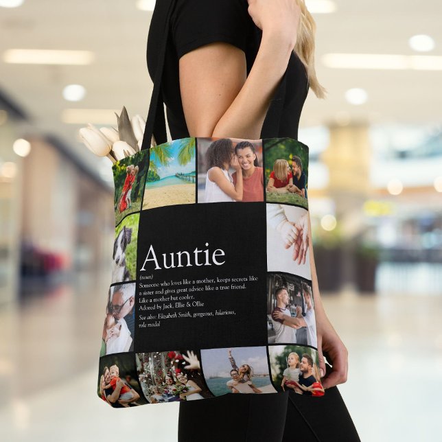 Favourite Aunt Auntie Definition 12 Photo Collage Tote Bag (Favorite Aunt Auntie Definition 12 Photo Collage Tote Bag)