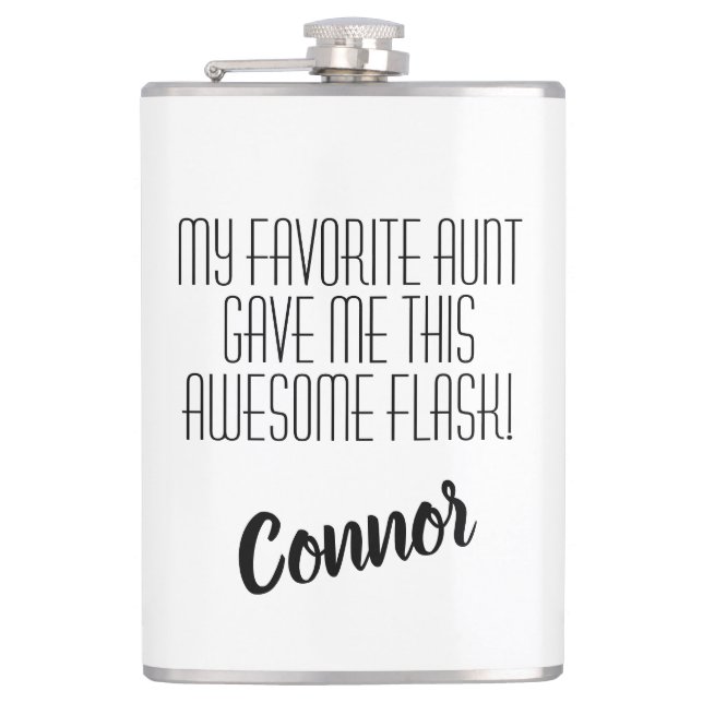 Favourite Aunt Nephew Vinyl Wrapped Flask (Front)