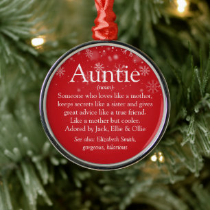 Favourite Auntie Aunt Definition Christmas Holiday Metal Tree Decoration