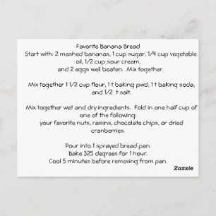 Favourite Banana Bread Recipe Postcard