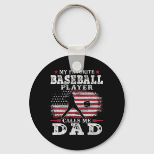 Favourite Baseball Player Calls Me Dad Usa Flag Fa Key Ring