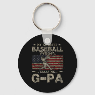 Favourite Baseball Player Calls Me G-pa Father's D Key Ring