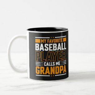 Favourite Baseball Player Calls Me Grandpa Two-Tone Coffee Mug