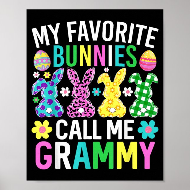 Favourite Bunnies Call Grammy Funny Easter Day Poster (Front)