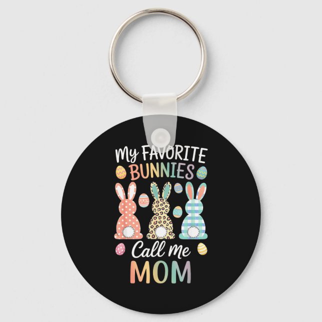 Favourite bunnies call mum cute easter bunny easte key ring (Front)