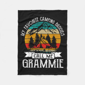 Favourite Camping Buddies Call Grammie Vintage Xma Fleece Blanket