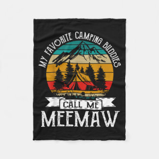 Favourite Camping Buddies Call Meemaw Vintage Xmas Fleece Blanket
