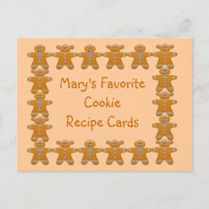 Favourite Cookie Recipe Cards~Gingerbread~Customis Postcard