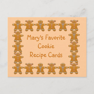Favourite Cookie Recipe Cards~Gingerbread~Customis Postcard