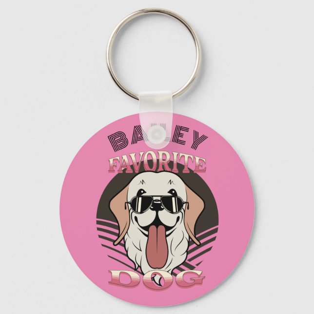 Favourite dog, funny cute dog mum/dad Personalise Key Ring (Front)