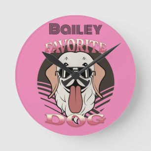 Favourite dog, funny cute dog mum/dad   round clock