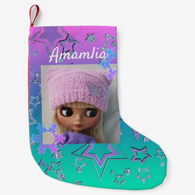 Favourite dolls, dolls Blythe doll Small Christmas Stocking (Front)