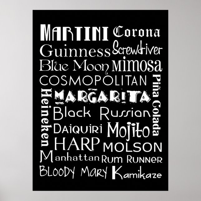 Favourite Drinks Subway Art Poster (Front)