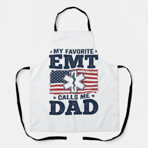 Favourite EMT Calls Me Dad Vintage Patriotic Shirt Apron