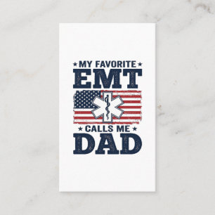 Favourite EMT Calls Me Dad Vintage Patriotic Shirt Business Card