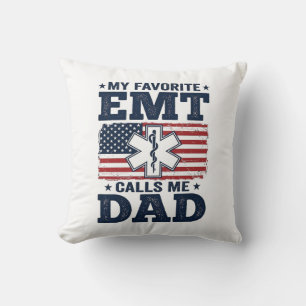 Favourite EMT Calls Me Dad Vintage Patriotic Shirt Cushion