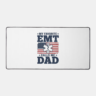 Favourite EMT Calls Me Dad Vintage Patriotic Shirt Desk Mat