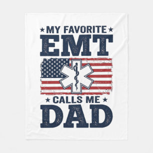 Favourite EMT Calls Me Dad Vintage Patriotic Shirt Fleece Blanket