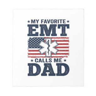 Favourite EMT Calls Me Dad Vintage Patriotic Shirt Notepad