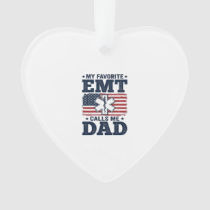 Favourite EMT Calls Me Dad Vintage Patriotic Shirt Ornament