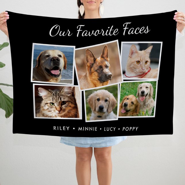 Favourite Faces Multiple Pet Photo Collage Fleece Blanket (Favorite Faces Multiple Pet Photo Collage Fleece Blanket)