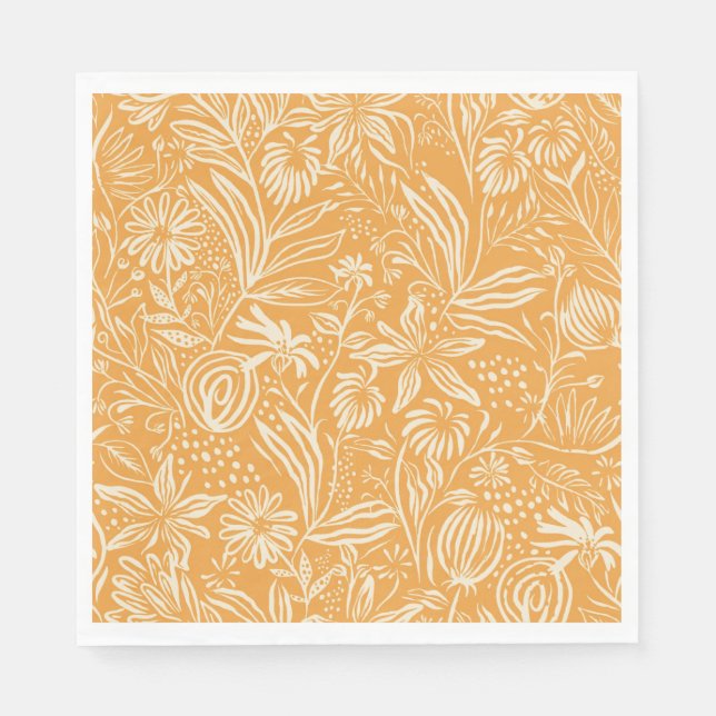 Favourite Floral Pattern in Golden Yellow, Napkin (Front)