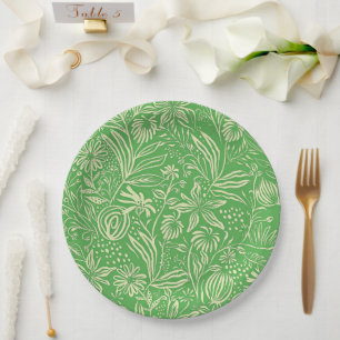 Favourite Floral Pattern in Green Paper Plate