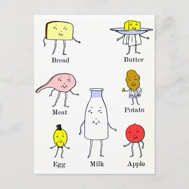 Favourite Foods Vintage Kitchen Art Postcard (Front)