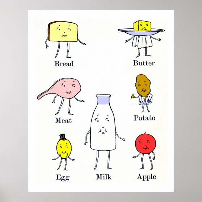 Favourite Foods Vintage Kitchen Art Poster (Front)