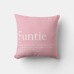 Favourite Funtie Aunt Auntie Definition Pink Cushion