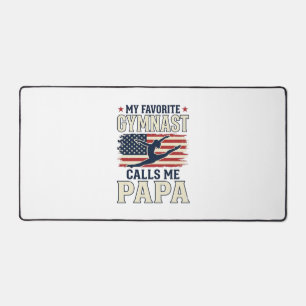 Favourite Gymnast Calls Me Papa Patriotic Vintage Desk Mat