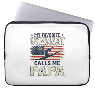 Favourite Gymnast Calls Me Papa Patriotic Vintage  Laptop Sleeve