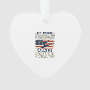 Favourite Gymnast Calls Me Papa Patriotic Vintage Ornament