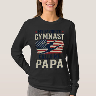 Favourite Gymnast Calls Me Papa Patriotic Vintage T-Shirt