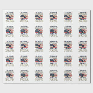 Favourite Gymnast Calls Me Papa Patriotic Vintage Wrapping Paper