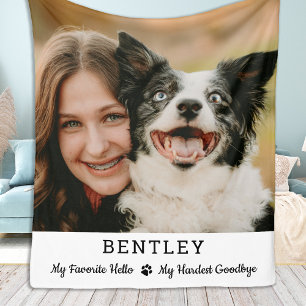 Favourite Hello Custom Photo Pet Dog Memorial Fleece Blanket