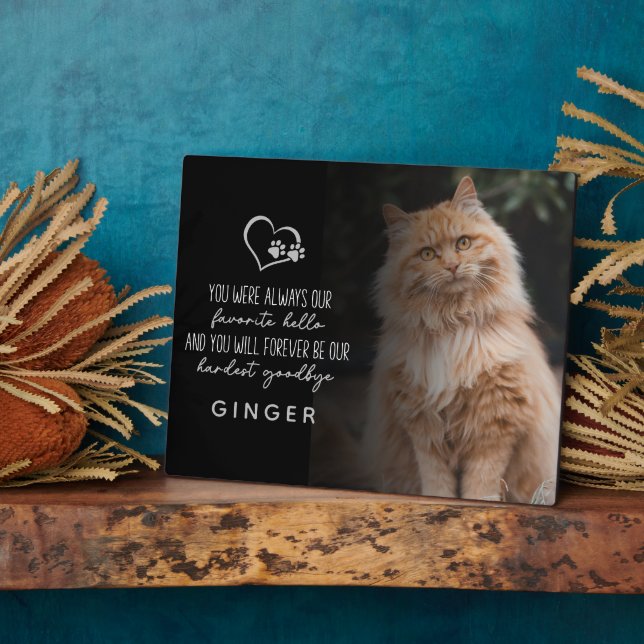 Favourite Hello Hardest Goodbye Cat Memorial Plaque (Side)