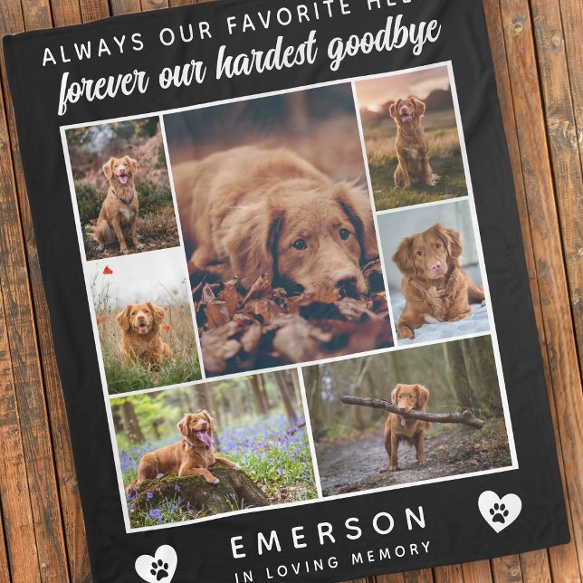 Favourite Hello Hardest Goodbye Dog Photo Collage Fleece Blanket (Creator Uploaded)