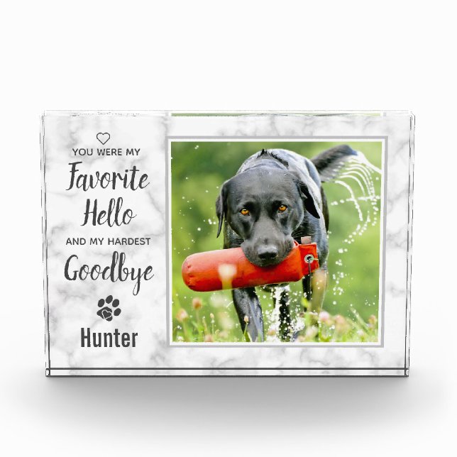 Favourite Hello Hardest Goodbye Pet Memorial Photo Block (Front)