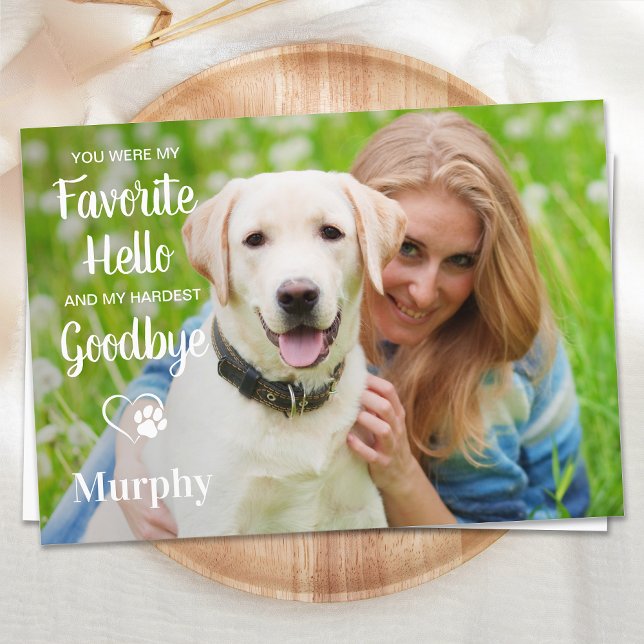 Favourite Hello Hardest Goodbye Pet Memorial Photo Thank You Card (Creator Uploaded)