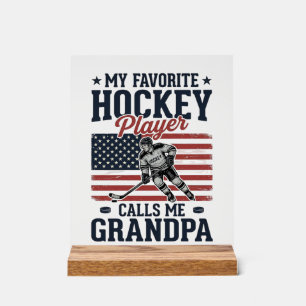 Favourite Hockey Player Calls Me Grandpa Vintage S Acrylic Sign