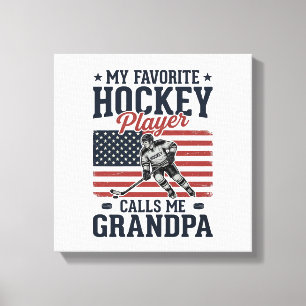 Favourite Hockey Player Calls Me Grandpa Vintage S Canvas Print