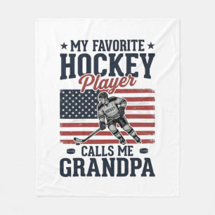 Favourite Hockey Player Calls Me Grandpa Vintage S Fleece Blanket