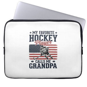 Favourite Hockey Player Calls Me Grandpa Vintage S Laptop Sleeve