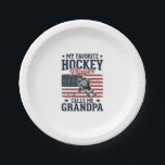 Favourite Hockey Player Calls Me Grandpa Vintage S Paper Plate<br><div class="desc">Favourite Hockey Player Calls Me Grandpa Vintage Shirt_1</div>