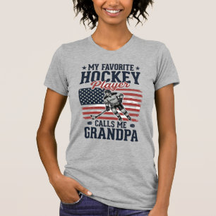 Favourite Hockey Player Calls Me Grandpa Vintage S T-Shirt
