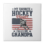 Favourite Hockey Player Calls Me Grandpa Vintage S Tile<br><div class="desc">Favourite Hockey Player Calls Me Grandpa Vintage Shirt_1</div>