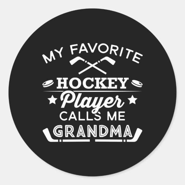 Favourite Ice Hockey Player For Grandma Classic Round Sticker (Front)