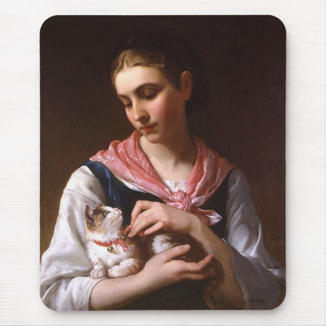 Favourite Kitten (by Émile Munier) Mouse Pad (Front)