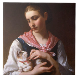 Favourite Kitten (by Émile Munier) Tile